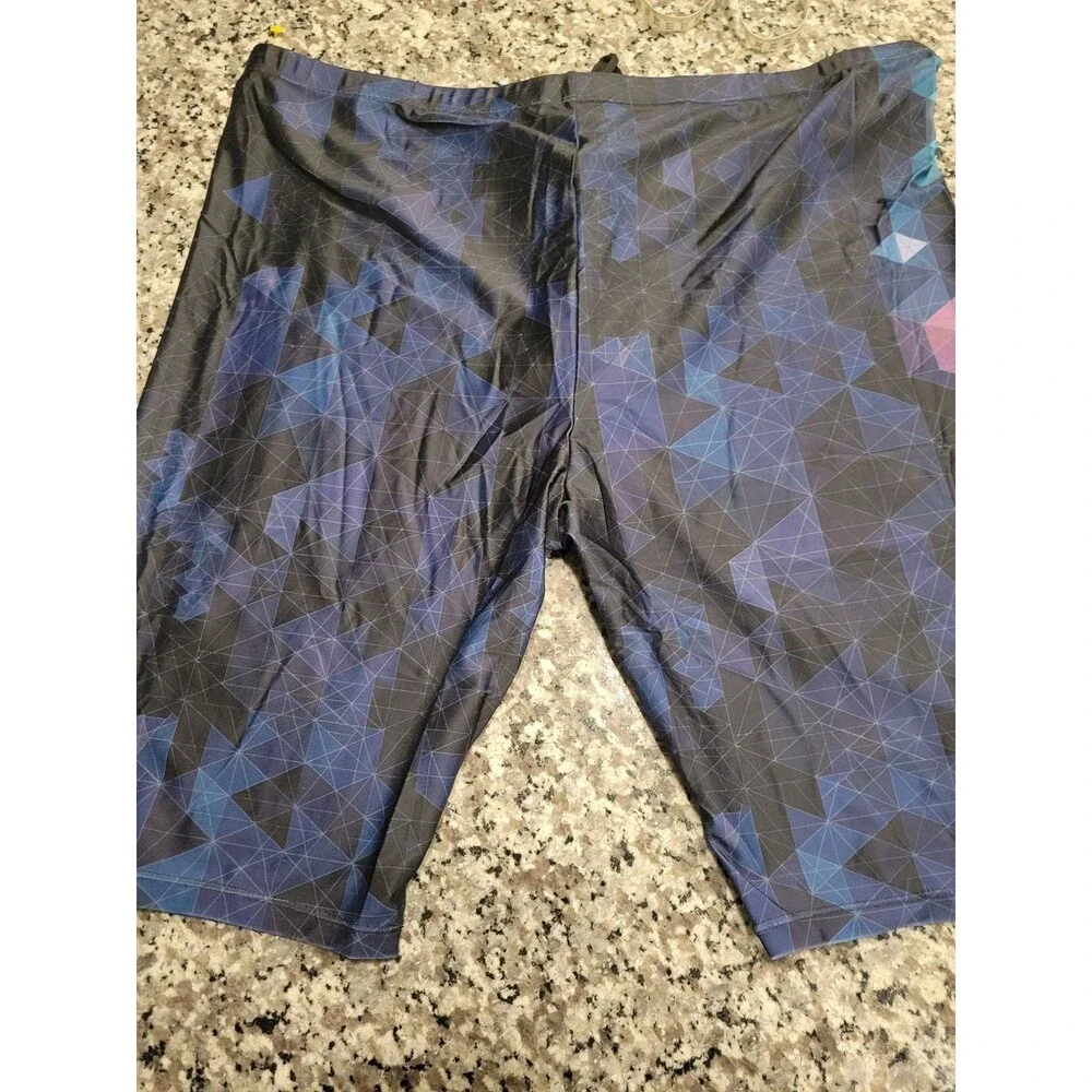 361° Swim Shorts Mens 3XL Geometric‎ Blue Black Lined Drawstring Trunks